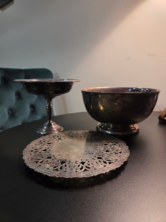 Antique silver serving set