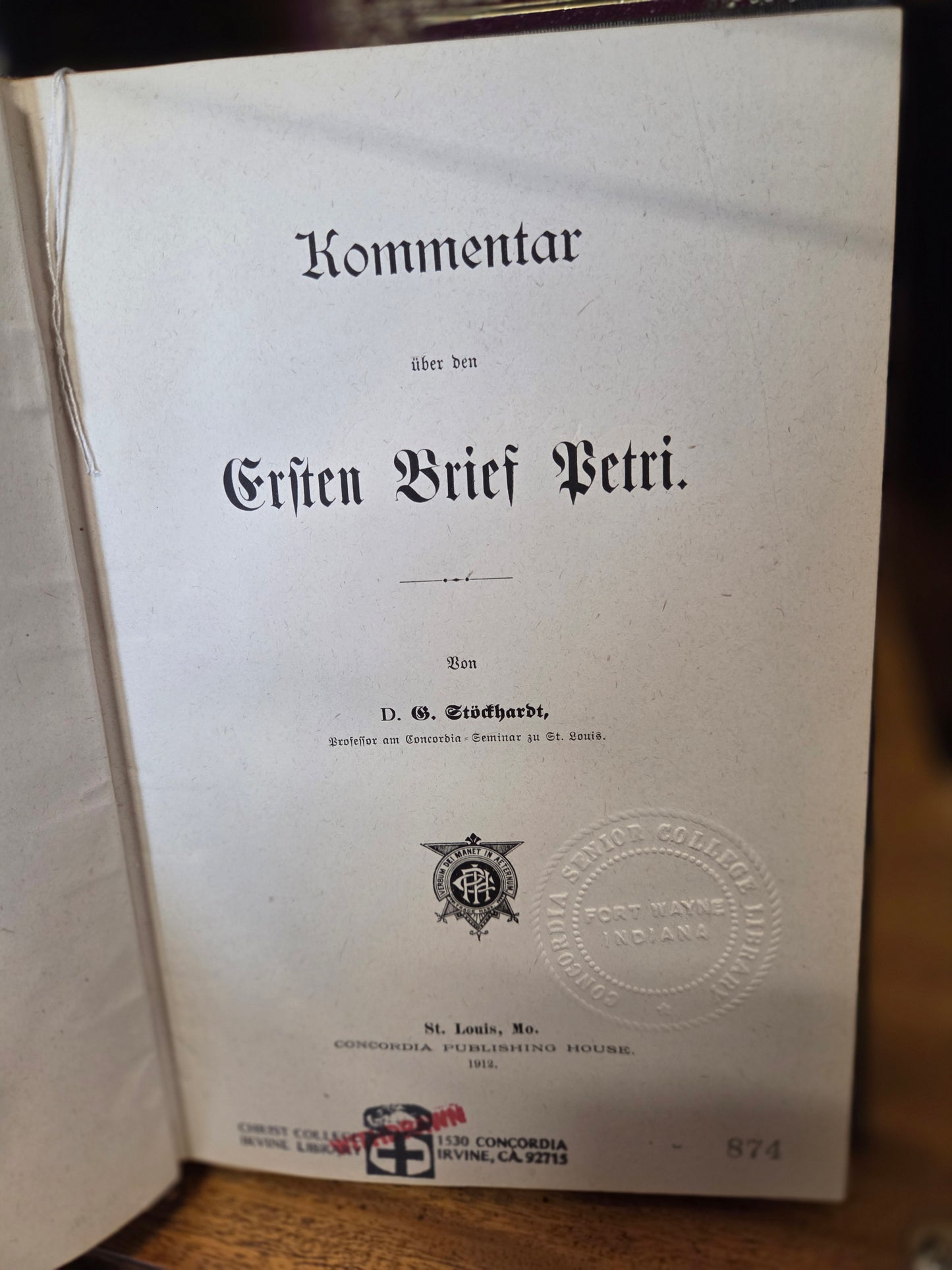 Georg Studhardt - Kommentar über den Ersten Brief Petri (German Biblical commentary)