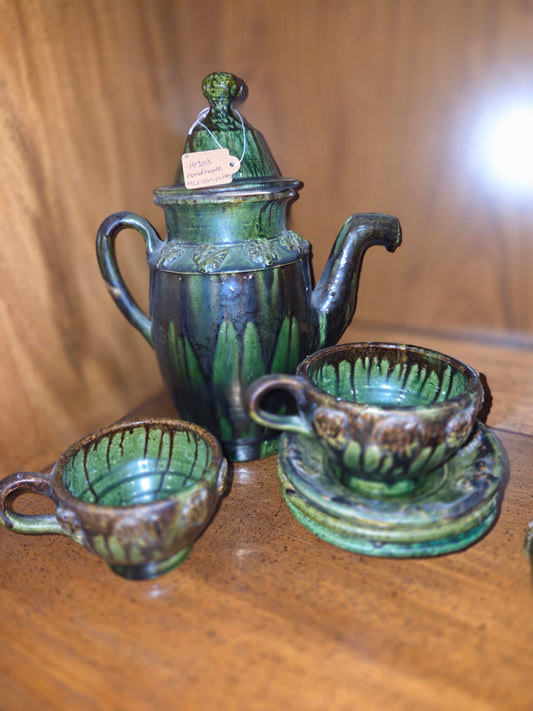 Handmade 1930s Mexican pottery tea set