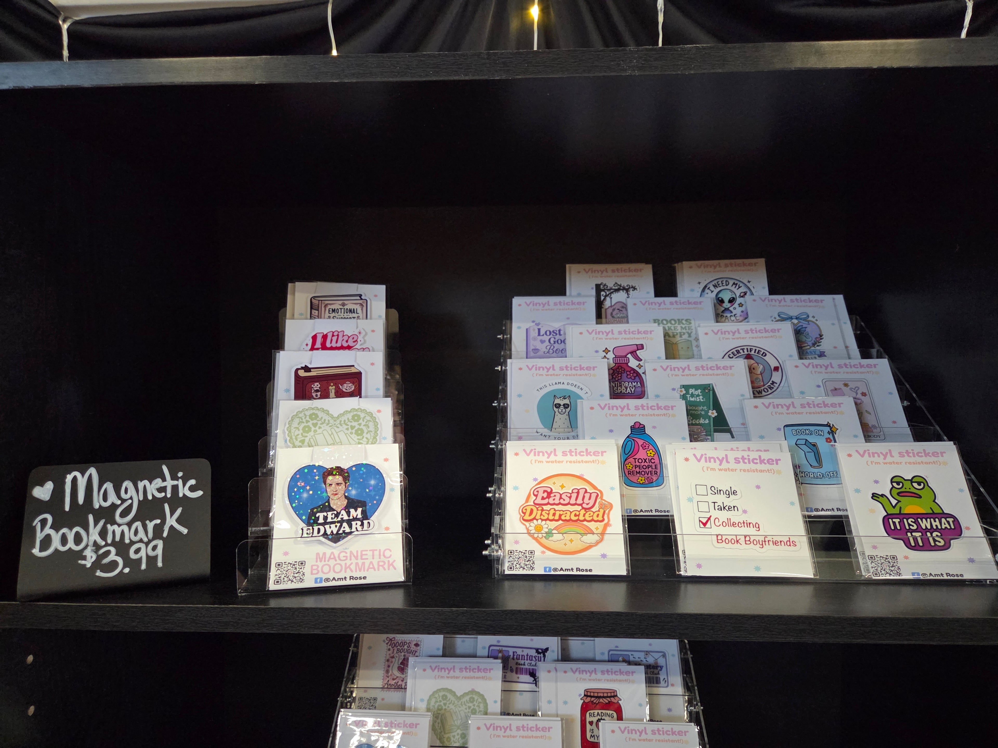image of stickers and magnetic bookmarks