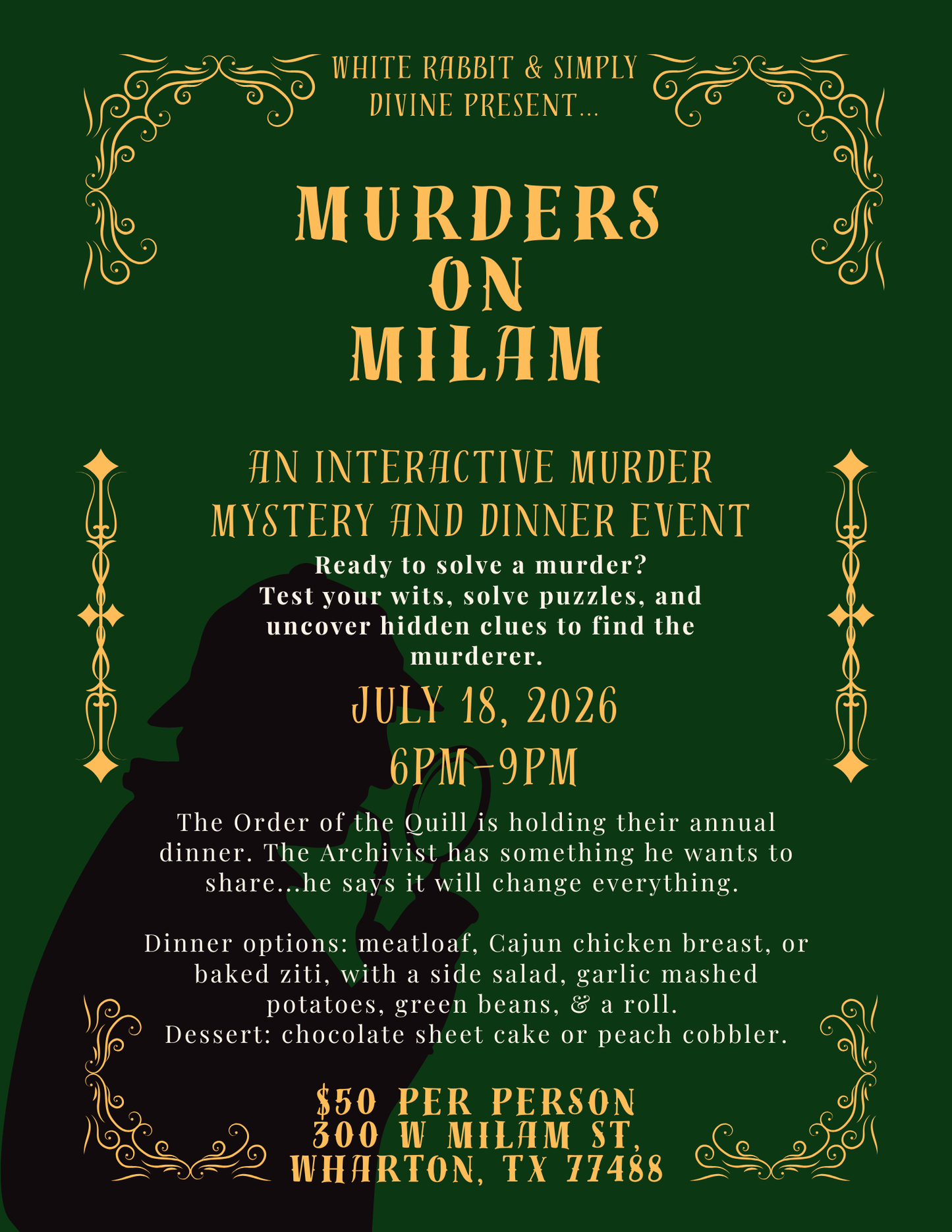 Murders on Milam Mystery Dinner Event