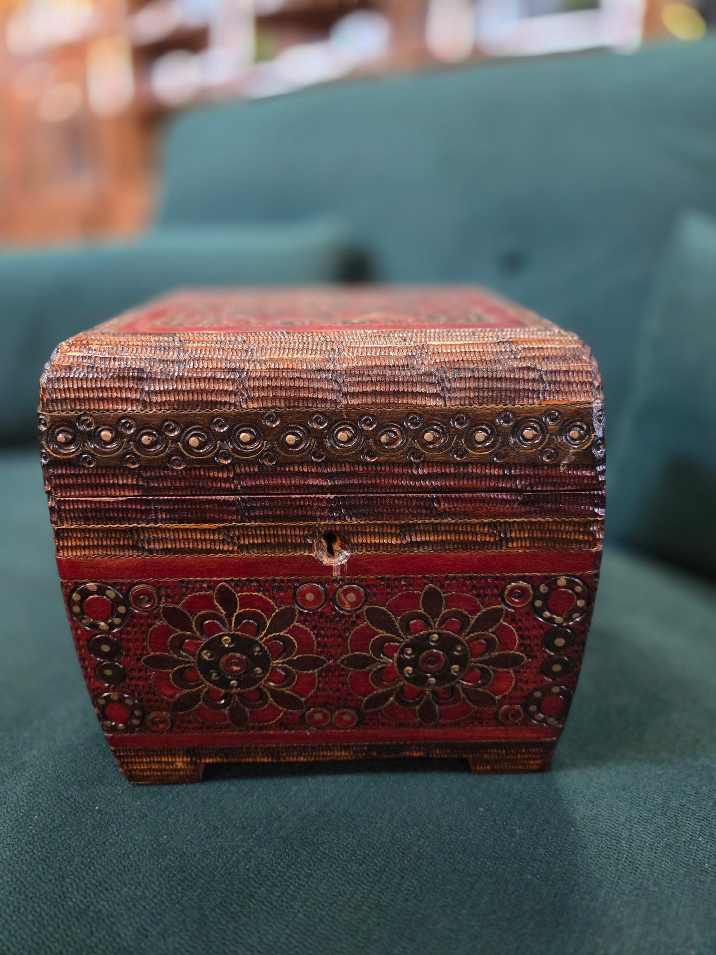 Antique red carved box