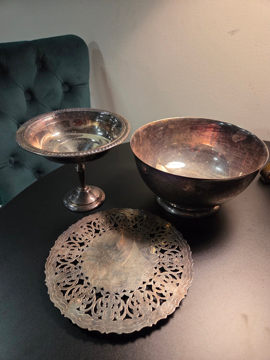 Antique silver serving set