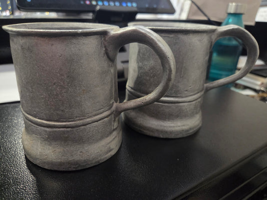 Vintage pewter pink tankards