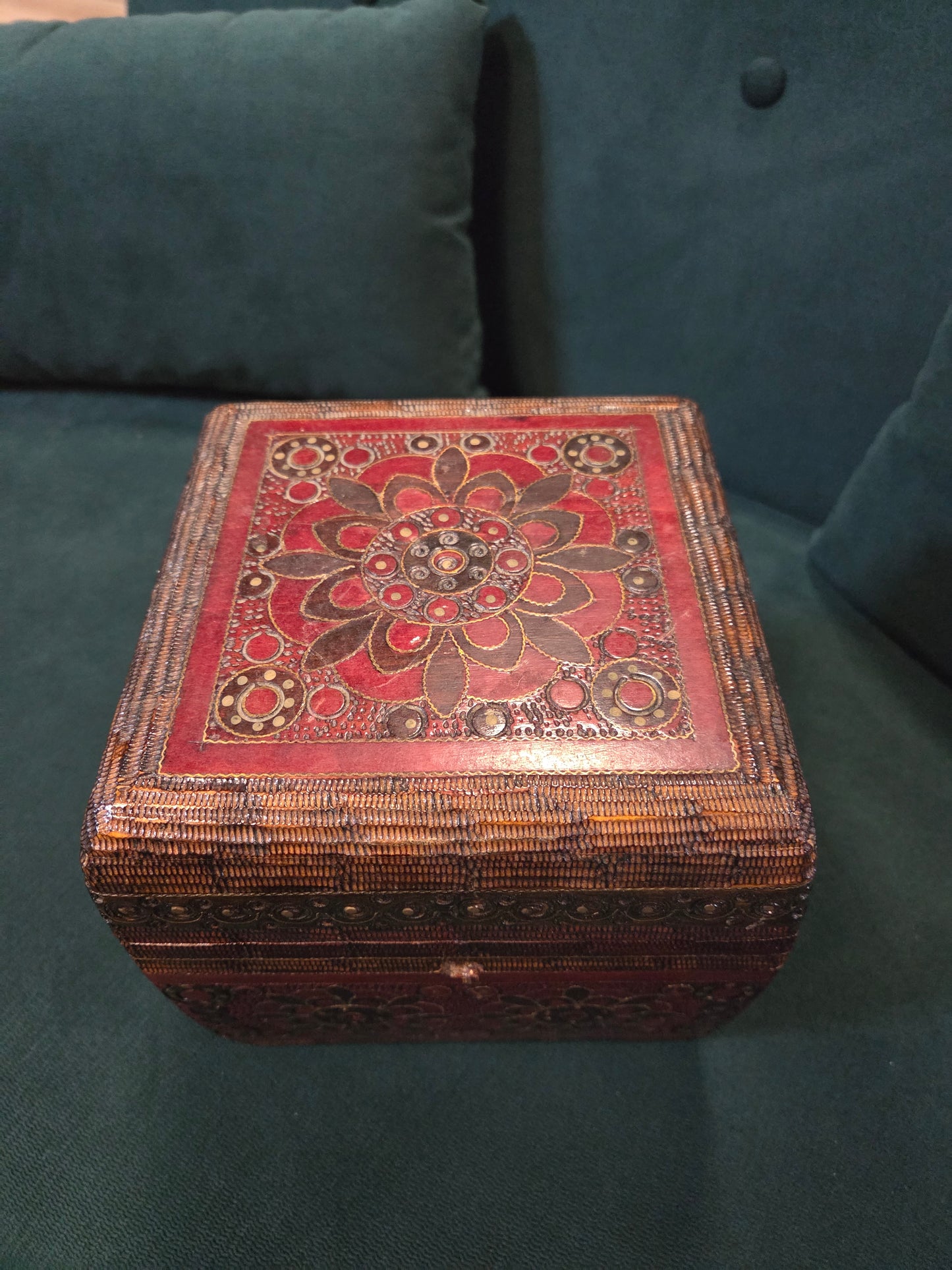 Antique red carved box