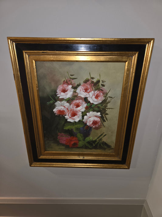 Gold framed flower painting